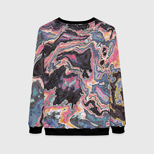 Женский свитшот Мраморный узор разноцветный / 3D-Черный – фото 2
