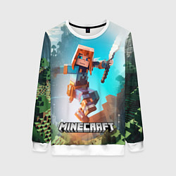 Свитшот женский Персонаж Minecraft с мечом, цвет: 3D-белый