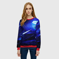 Свитшот женский Black and blue abstract background sport style, цвет: 3D-красный — фото 2