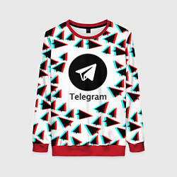 Свитшот женский Telegram logo pattern steel, цвет: 3D-красный