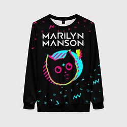 Свитшот женский Marilyn Manson - rock star cat, цвет: 3D-черный