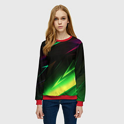 Свитшот женский Geometry stripes кислотный неон, цвет: 3D-красный — фото 2