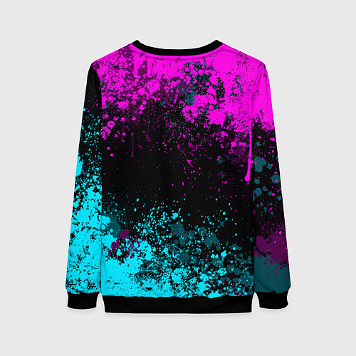 Женский свитшот Роблокс - неоновые брызги / 3D-Черный – фото 2