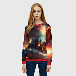 Свитшот женский Space landscape with mountains, цвет: 3D-красный — фото 2