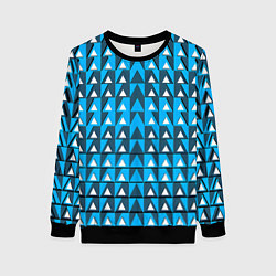 Свитшот женский Узор из треугольников синий, цвет: 3D-черный