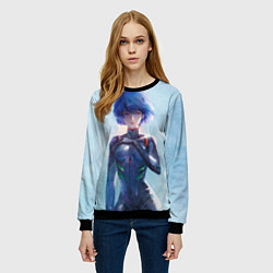 Свитшот женский Рей Аянами из Евангелиона, цвет: 3D-черный — фото 2