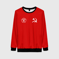 Женский свитшот СССР гост три полоски на красном фоне