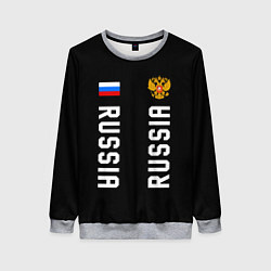 Женский свитшот Россия три полоски на черном фоне