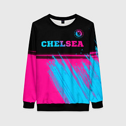 Свитшот женский Chelsea - neon gradient посередине, цвет: 3D-черный