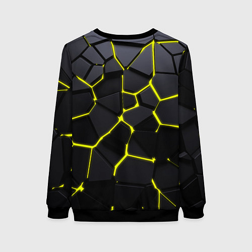 Женский свитшот Желтые плиты киберпанк / 3D-Черный – фото 2