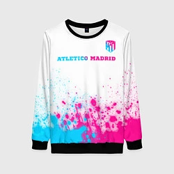 Свитшот женский Atletico Madrid neon gradient style посередине, цвет: 3D-черный