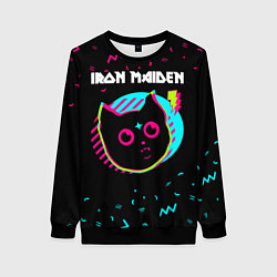 Свитшот женский Iron Maiden - rock star cat, цвет: 3D-черный