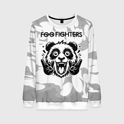 Свитшот женский Foo Fighters рок панда на светлом фоне, цвет: 3D-белый