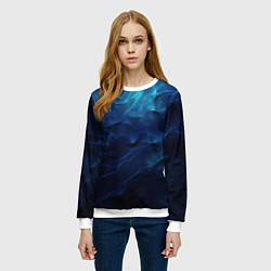 Свитшот женский Абстрактные волны глубины, цвет: 3D-белый — фото 2