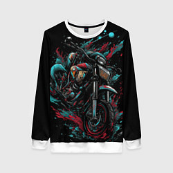 Свитшот женский Мото и брызги краски, цвет: 3D-белый