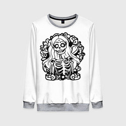 Свитшот женский Skull blonde girl, цвет: 3D-меланж