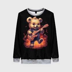 Свитшот женский Плюшевый медведь играет на гитаре, цвет: 3D-меланж