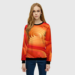 Свитшот женский Оранжевые объемные круги, цвет: 3D-черный — фото 2