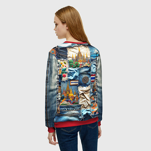 Женский свитшот Пэчворк из Тайланда / 3D-Красный – фото 4