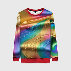 Свитшот женский Жидкий радужный металл, цвет: 3D-красный