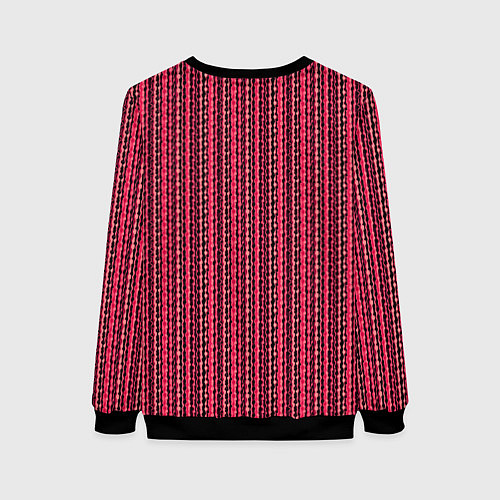 Женский свитшот Красно-розовый искажённые полосы / 3D-Черный – фото 2