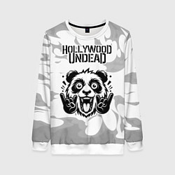 Свитшот женский Hollywood Undead рок панда на светлом фоне, цвет: 3D-белый