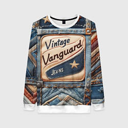 Свитшот женский Vintage vanguard jeans - patchwork, цвет: 3D-белый
