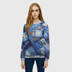 Свитшот женский Vanguard jeans patchwork - ai art, цвет: 3D-меланж — фото 2