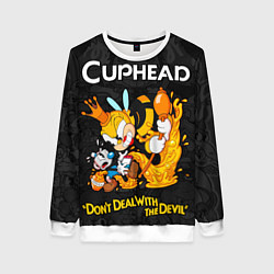 Свитшот женский Cuphead - dont deal with the devil, цвет: 3D-белый