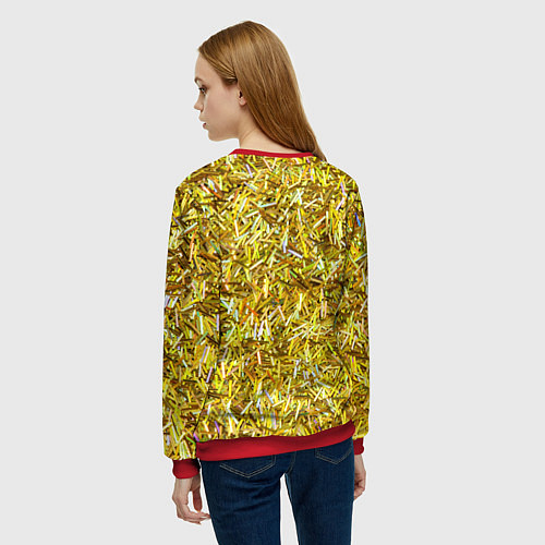 Женский свитшот Золотые ленточки / 3D-Красный – фото 4