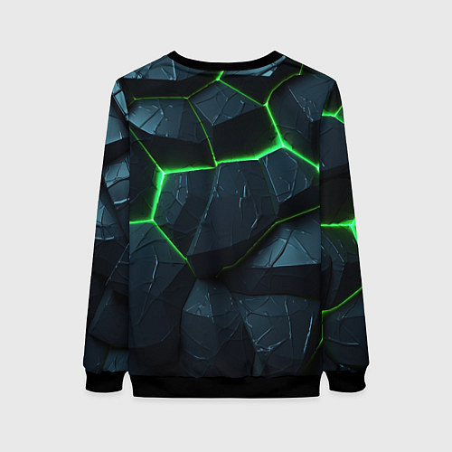 Женский свитшот Abstract dark green geometry style / 3D-Черный – фото 2