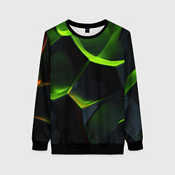 Свитшот женский Green neon abstract geometry, цвет: 3D-черный