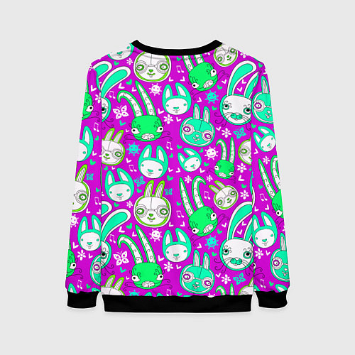 Женский свитшот Разноцветные зайцы / 3D-Черный – фото 2