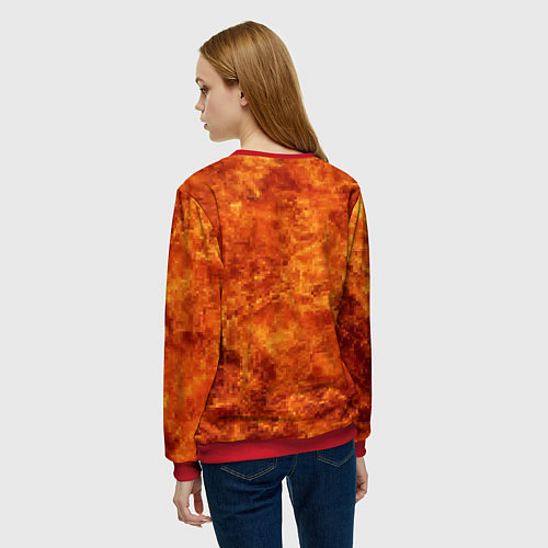 Женский свитшот Пламя 8бит текстура / 3D-Красный – фото 4