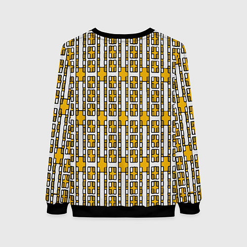 Женский свитшот Жёлтые и белые кирпичики на белом фоне / 3D-Черный – фото 2