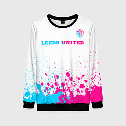 Женский свитшот Leeds United neon gradient style посередине