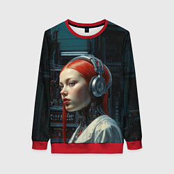 Свитшот женский Рыжая девушка-киборг, цвет: 3D-красный