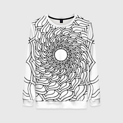 Женский свитшот Мандала солнцевидная чёрно-белая