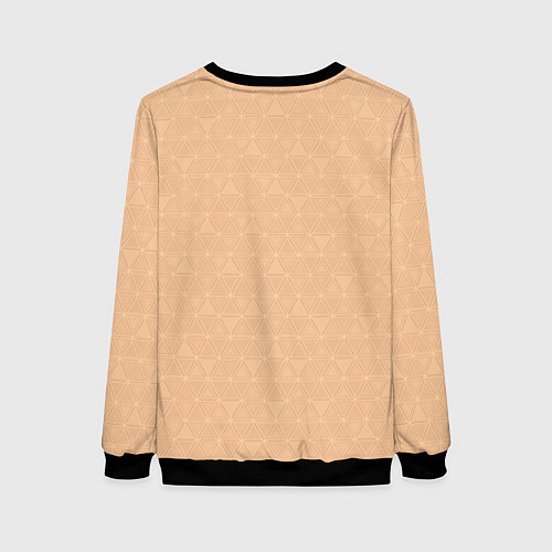 Женский свитшот Жёлто-бежевый однотонный треугольники / 3D-Черный – фото 2