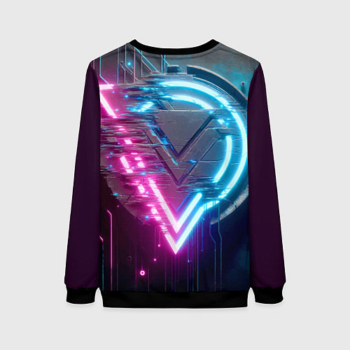 Женский свитшот Neon geometric abstraction - ai art / 3D-Черный – фото 2