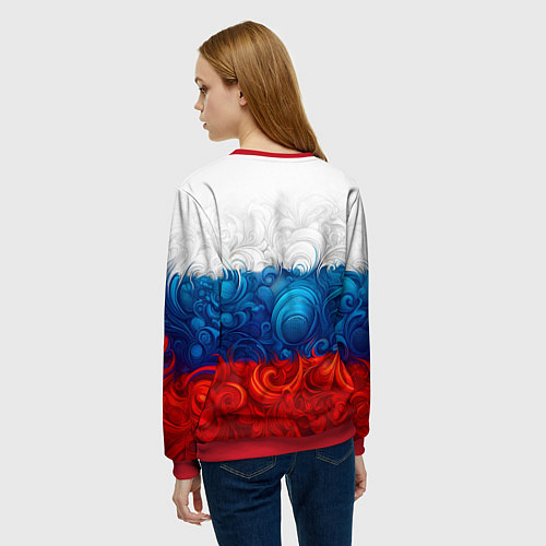 Женский свитшот Орнамент триколор / 3D-Красный – фото 4