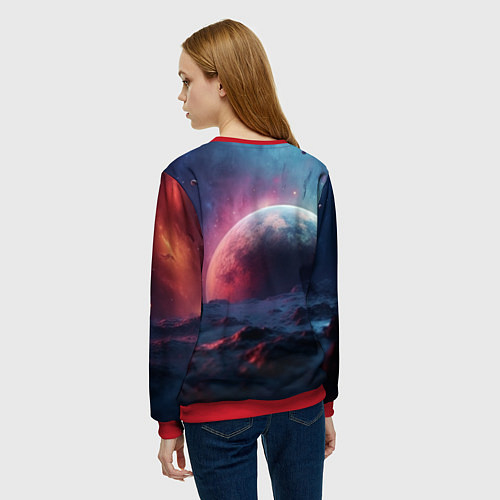Женский свитшот Фантастика космос и планета / 3D-Красный – фото 4