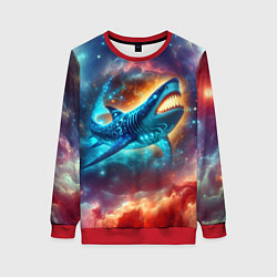 Свитшот женский Космическая неоновая акула - нейросеть, цвет: 3D-красный