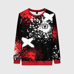 Свитшот женский Логотип Чанган на фоне брызг красок, цвет: 3D-красный