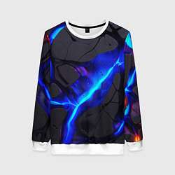 Свитшот женский Темный синий неон из разлома плит, цвет: 3D-белый