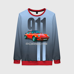 Свитшот женский Винтажный автомобиль Porsche 911 Carrera, цвет: 3D-красный