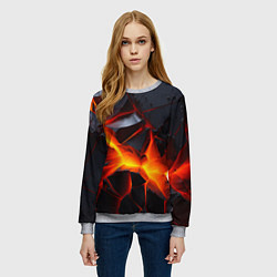 Свитшот женский Камни в разломе красный свет, цвет: 3D-меланж — фото 2