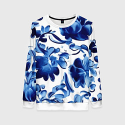 Свитшот женский Гжель акварель, цвет: 3D-белый