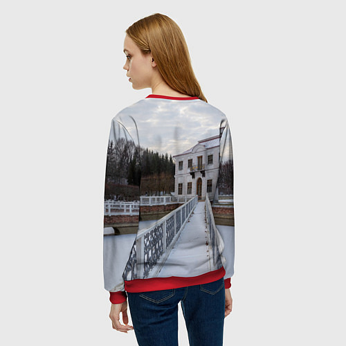 Женский свитшот Петергоф дворец Марли / 3D-Красный – фото 4