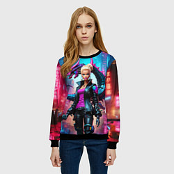 Свитшот женский Барби и дракон - киберпанк нейросеть, цвет: 3D-черный — фото 2